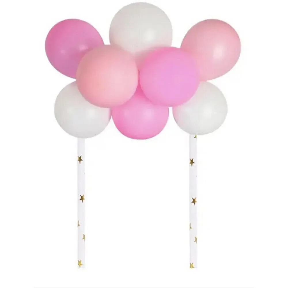 10 Piece Set Lot 5 Inch Pink Balloon Cake Topper Birthday Shower Wedding NEW